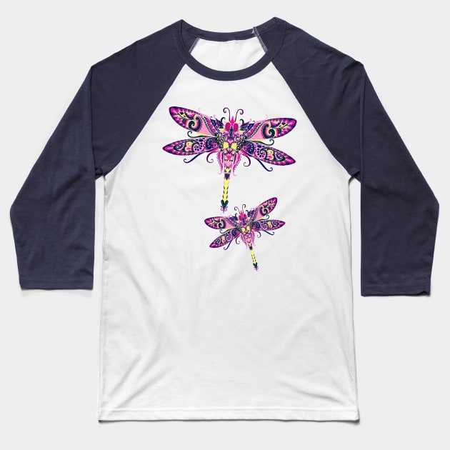 Pretty Purple Dragonflies Baseball T-Shirt by AlondraHanley